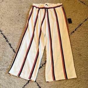 NWT Eloquii white/pink/navy striped elastic waist dress wide leg flowy pants